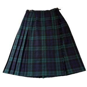 Vtg Laird Portch of Scotland Black Watch Tartan Plaid Wrap Skirt Wool Waist 28”